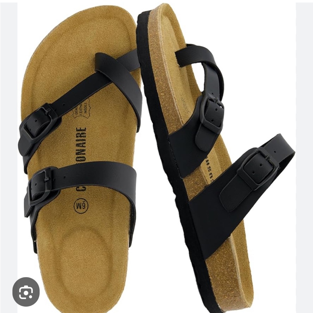 Cushionaire Luna Black Corkbed Sandals